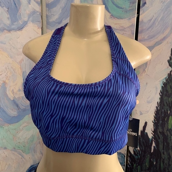Spalding Blue Animal Print Racerback Sport Bra - Picture 1 of 6